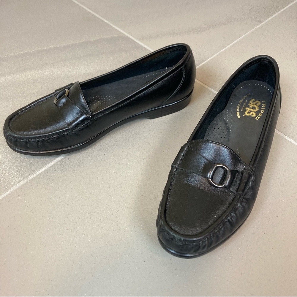 SAS Tripad Black Leather Loafers Comfort Soft Women’s Size 7